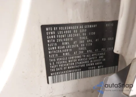 2013 Volkswagen Tiguan Sel из США, поврежденный, VIN WVGBV3AX6DW605839